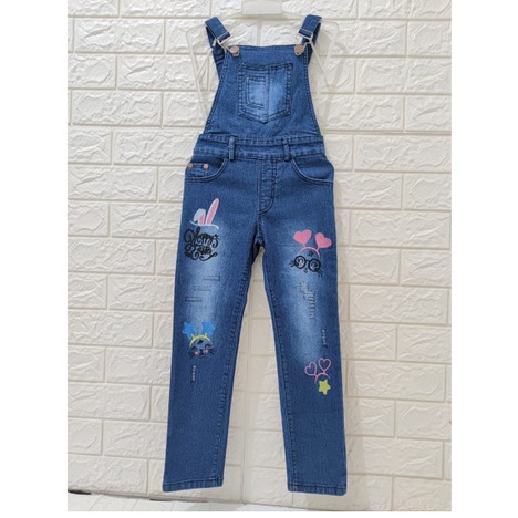 Overall Jeans Anak Perempuan/ Celana Kodok Panjang Jeans Anak