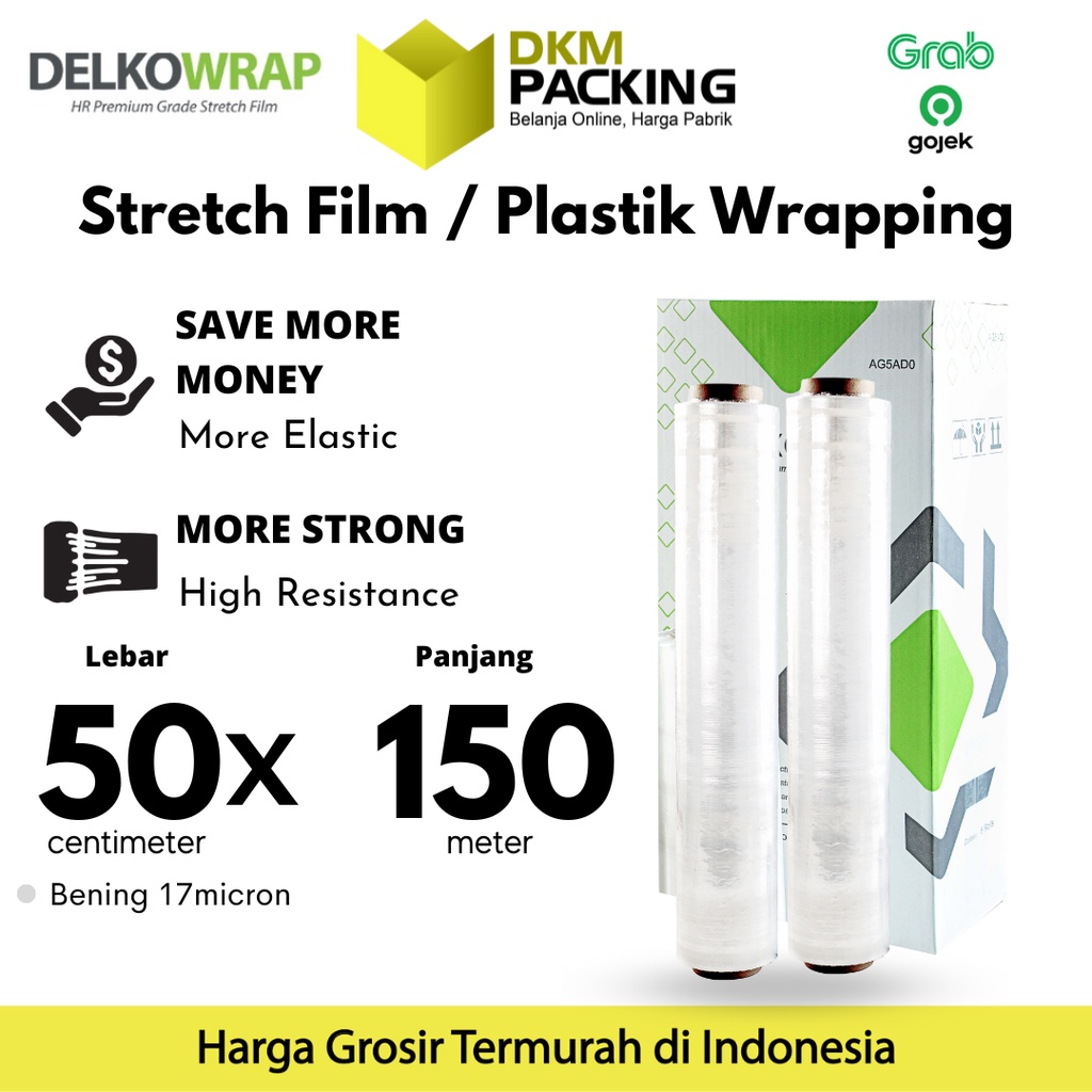

Plastik Wraping Stretch Film 50cm x 150m BENING WRAPPING DELKOWRAP TEBAL OJOL / DUS