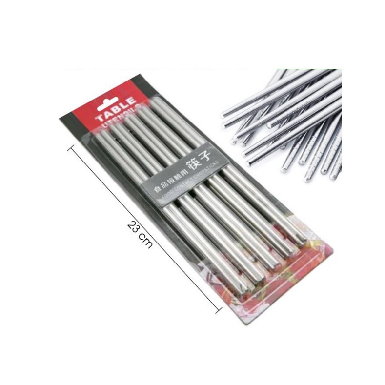 Sumpit Stainless Steel Polos 10 Biji (5 Pasang) Chopstick Jepang Korea China