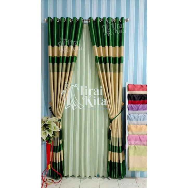 gorden hijau blackout gorden 9 gelembung 9 gelombang   lebar BENTANG 200cm import  tebal gordyn Gord
