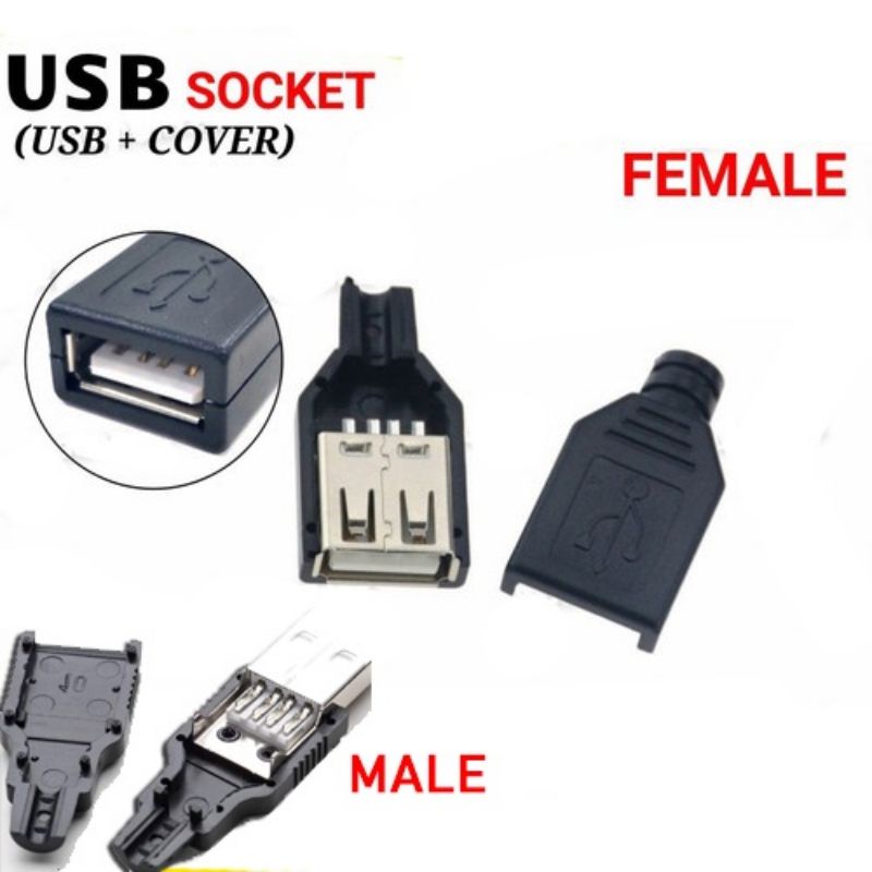 COVER USB 4 Pin Plug Socket ConnectorKosong Jantan Male Betina Female
