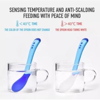 Peralatan MPASI Spoon And Fork Baby / Sendok Garpu Makan Bayi Sensor Suhu Panas / Silikon Temperature Baby Balita Anak Kids Newborn [MF]