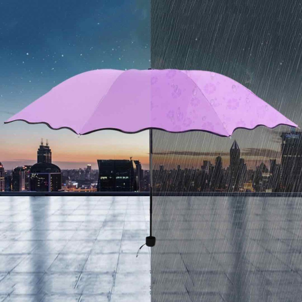 jgt store 3D Payung Lipat Magic Umbrella / Dimensi Lapisan Hitam ANTI UV / MUNCUL GAMBAR BUNGA 3D KETIKA TERKENA AIR / PAYUNG UNIK