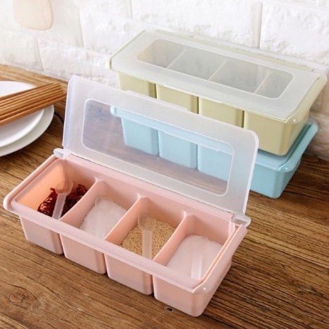 Tempat Bumbu isi 4 Sekat Model Persegi