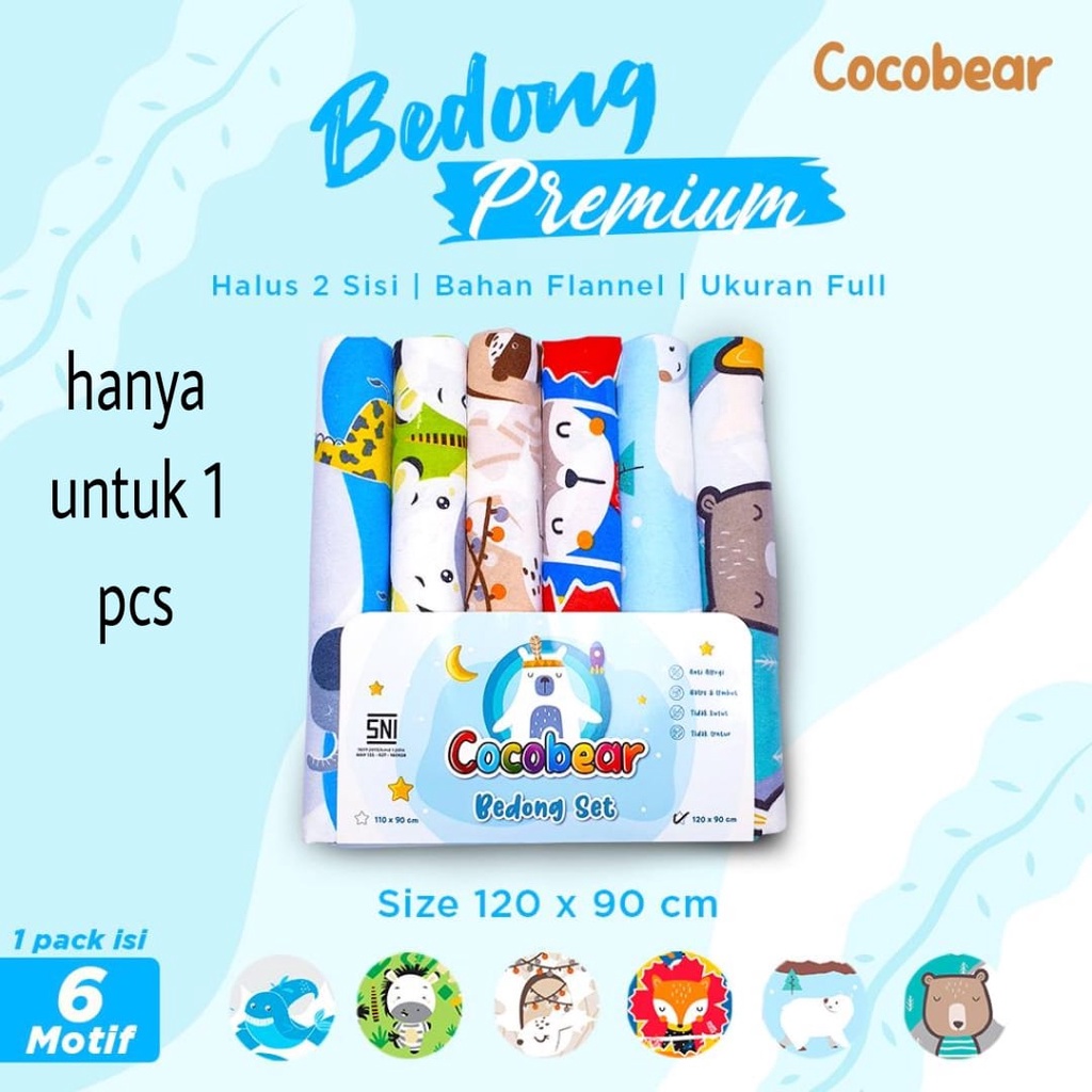 MOMS__BEDONG SET COCO BEAR FLANEL PREMIUM Ukuran 70/90/110/120 ISI 1PCS