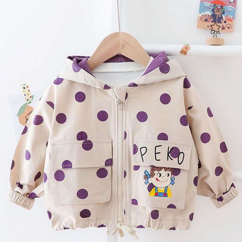 PK10 NEW Jaket hangat anak motif peko polkadot