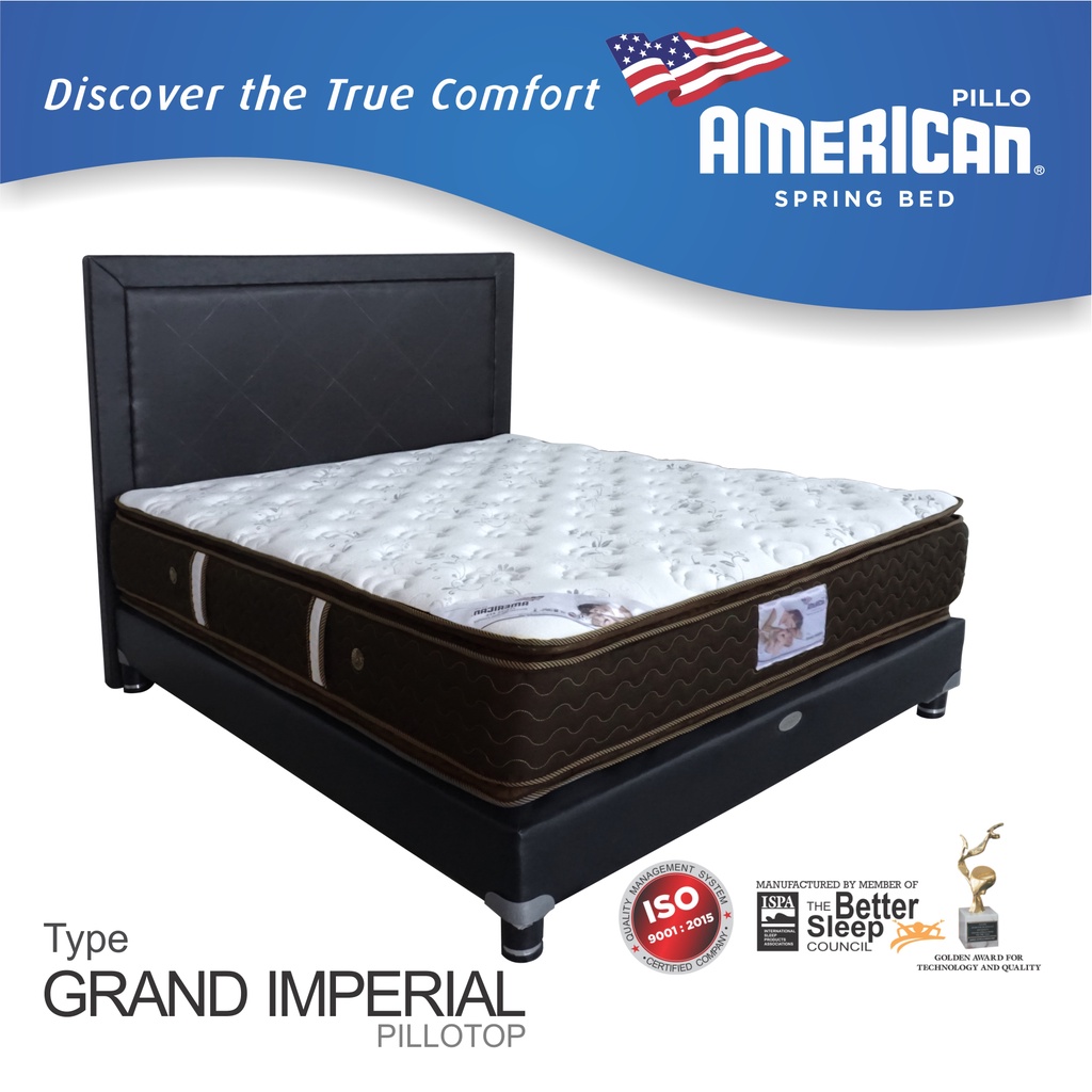 Kasur Springbed American Pillo type Grand Imperial Pillotop Bedset (Springbed + Divan + Sandaran)