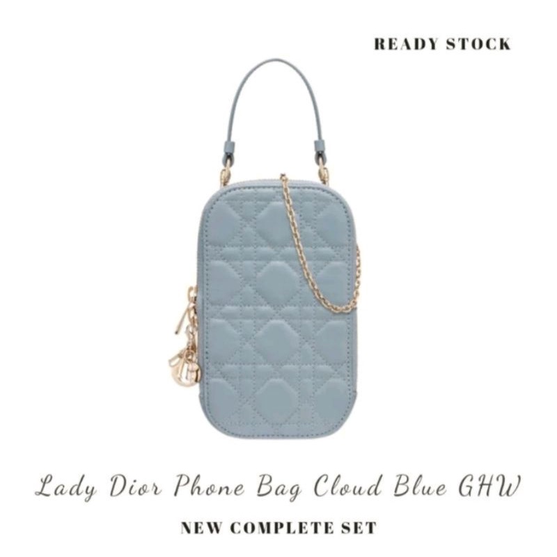 Lady Dior Phone Bag Cloud Blue GHW