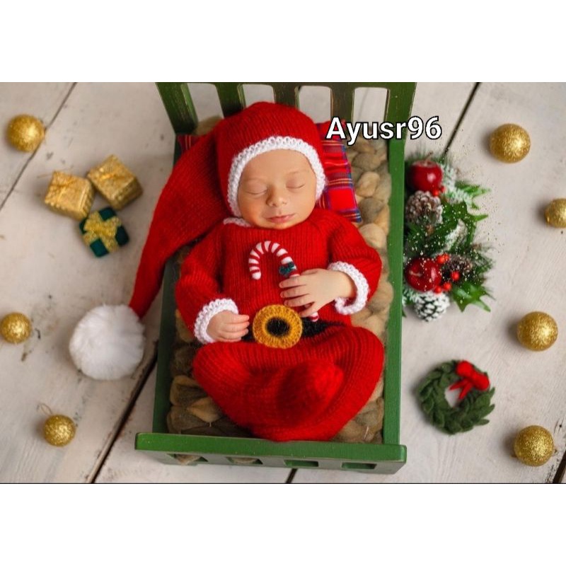 Jumper Natal Bayi Newborn Properti Foto Baby Props untuk Fotografi Newborn