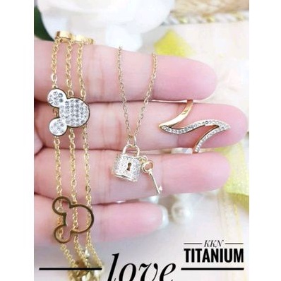 Set Perhiasan Titanium Wanita Dewasa Terbaru Gold Import Anti Karat 1229e