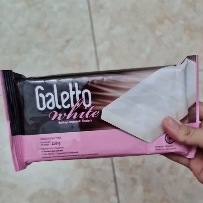 

250gr Galetto baking compound chocolate DARK / WHITE coklat DCC