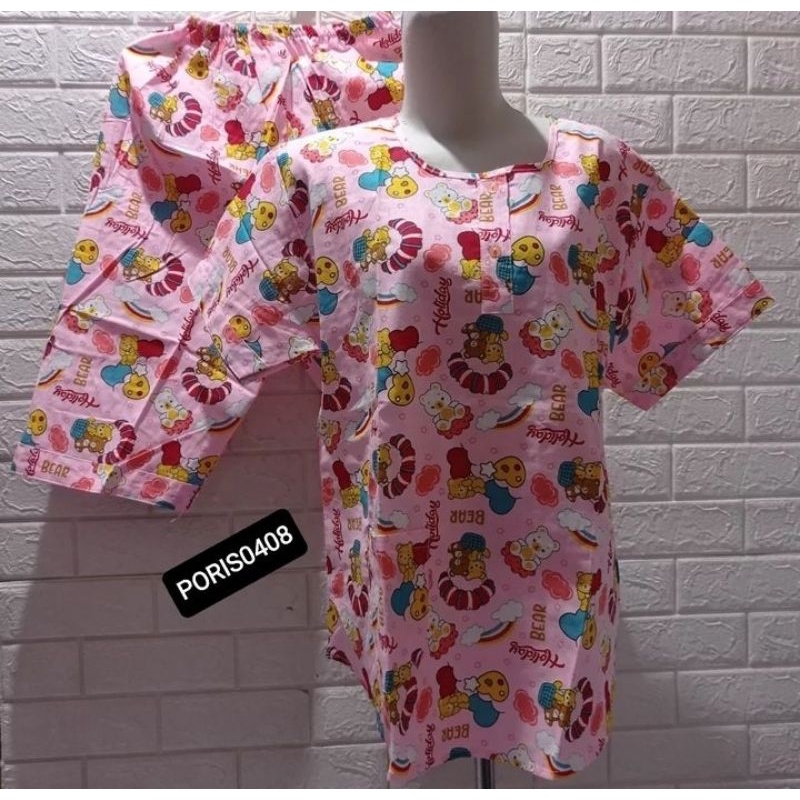 Baju Tidur HOKI katun wanita Celana 3/4 (Bear holiday)