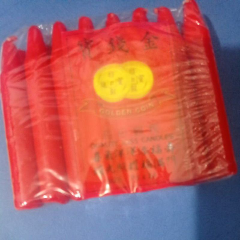 GOLDEN COIN P5 24 batang LILIN  MERAH Panjang  10.5 cm, Diameter 1.5 cm