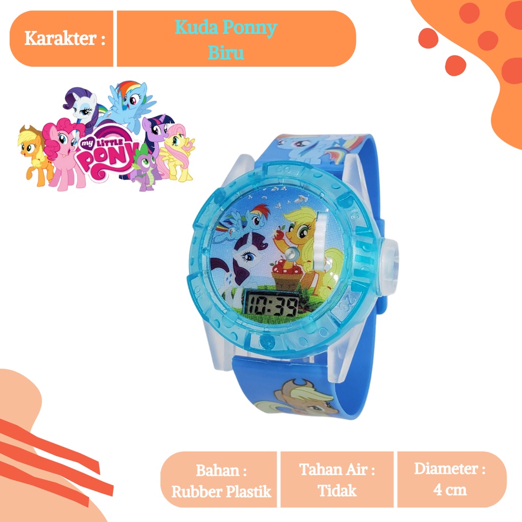 [COD] Jam Tangan Anak Laser Karakter Kartun Elsa Frozen Barbie Kuda Pony  Cewek Lampu Proyektor Melodi Seri 4