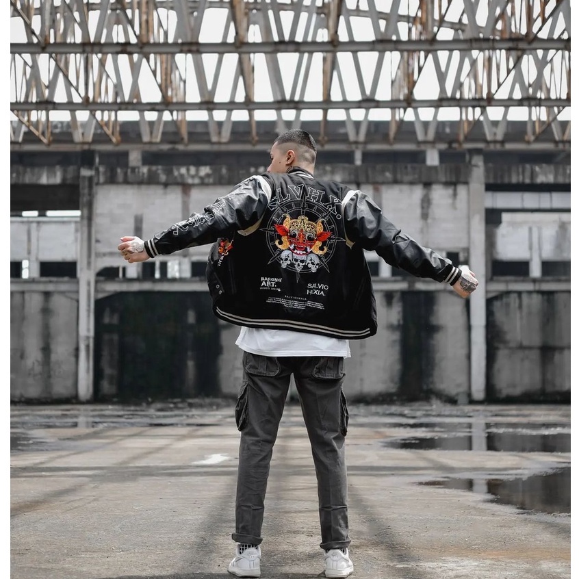 Varsity Basebal Jacket SLVHX Barong Black Full Bordire Premium Quality