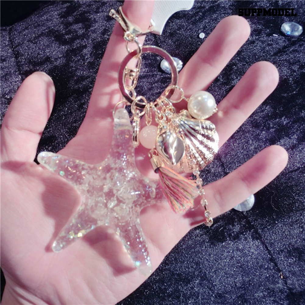 [Auto] Lucu Bintang Laut Shell Whelk Rumbai Liontin Gantungan Kunci Wanita Keyring Keychain Keyfob