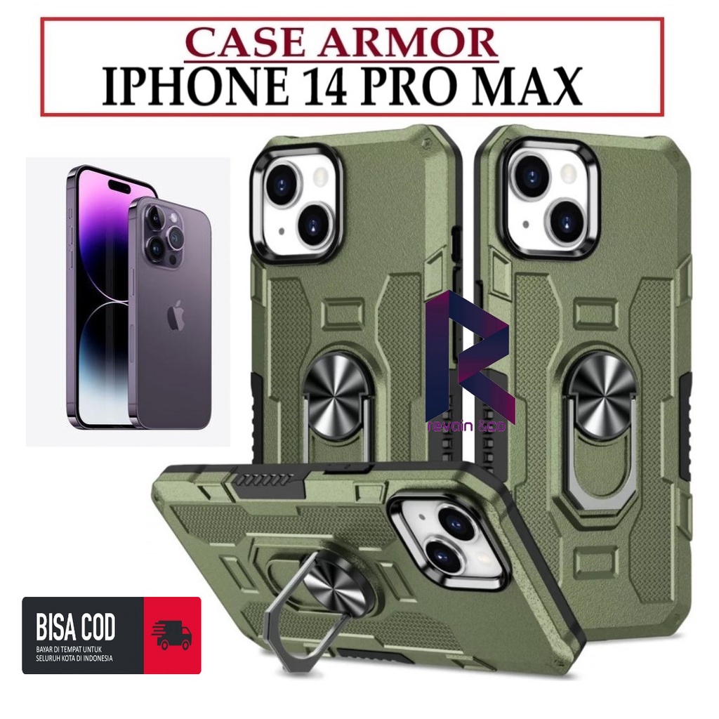 Case Armor IPHONE 14 PRO MAX Iring Cincin Magnetic Kesing Hp Protect kamera Premium Hard Case Standing Robot Pelindung Kamera