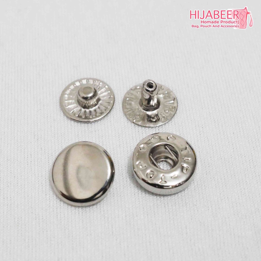 Kancing Jepret / Snap Button Silver 12mm Aksesoris /10pcs