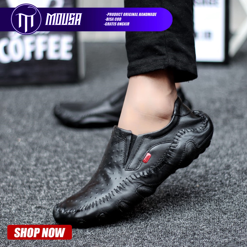 Sepatu Pantofel Formal Kerja Slop Pria Kulit Asli Mousa Inzagi