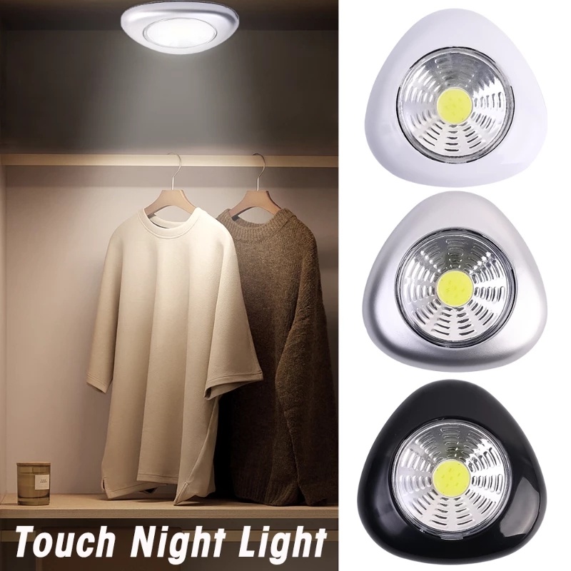 Tahan Lama Segitiga Lampu Malam COB LED Kabinet Cahaya Wireless Lampu Dinding Lemari Lemari Lemari Laci Lemari Kamar Tidur Dapur Lampu