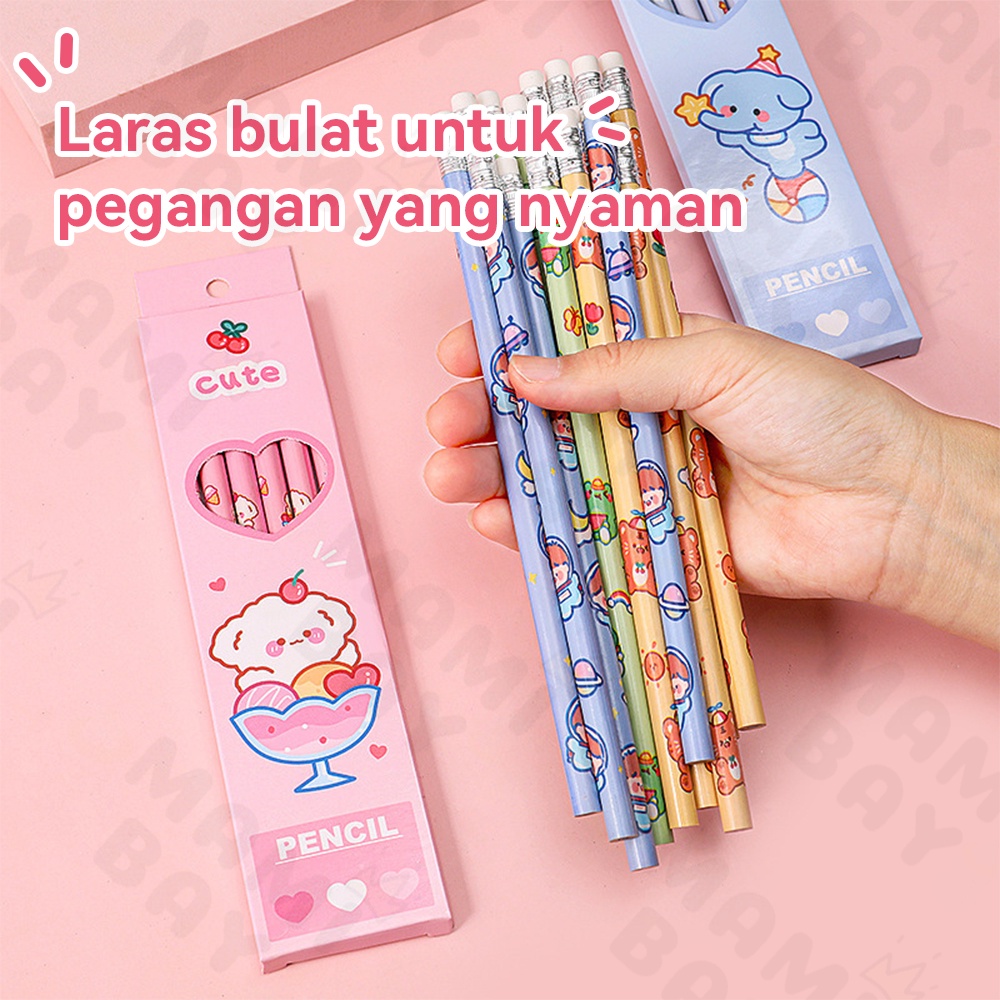 Mamibayi Pensil Set karakter/Pensil Penghapus Anak 1 Set /6 pcs