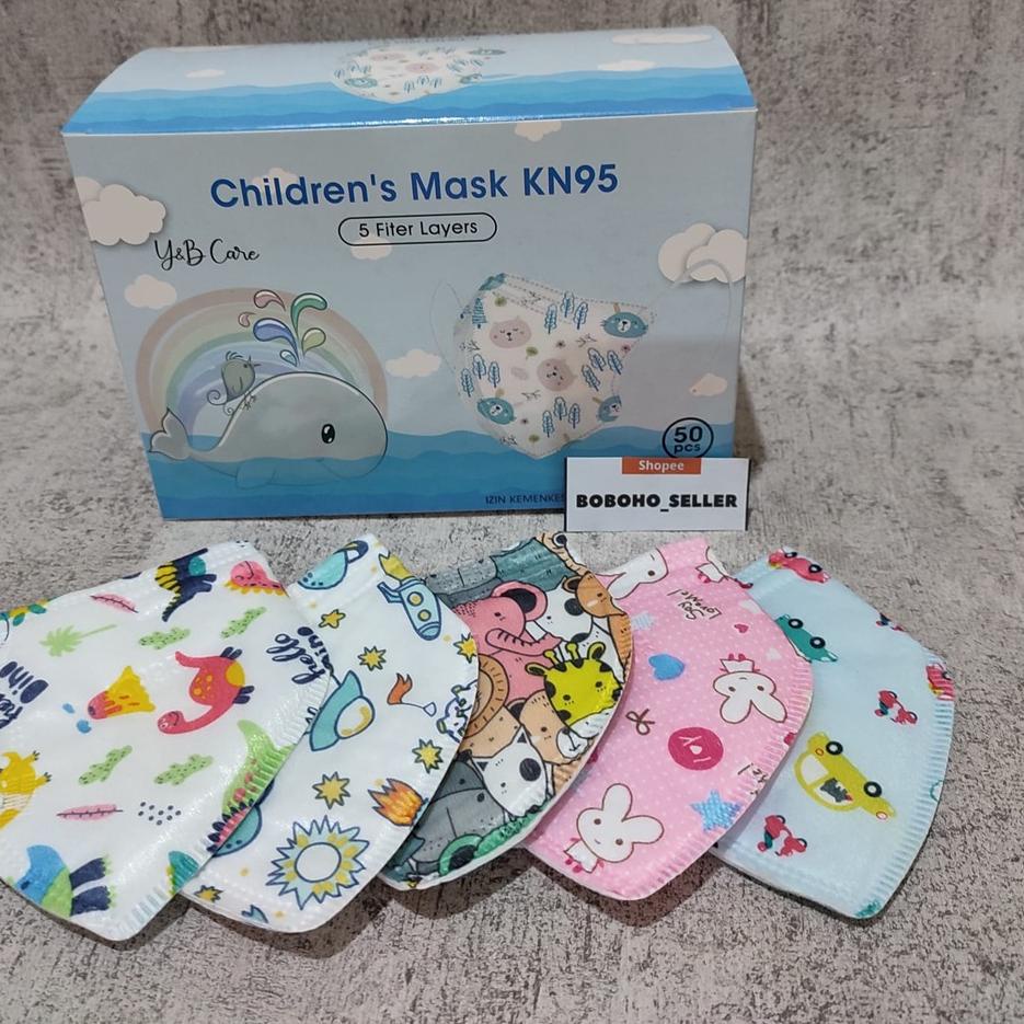 ♚ MASKER ANAK KN95 Y&B HYBIRD KN 95 YNB CHILD MOTIF MIX ISI 50 PCS MR98