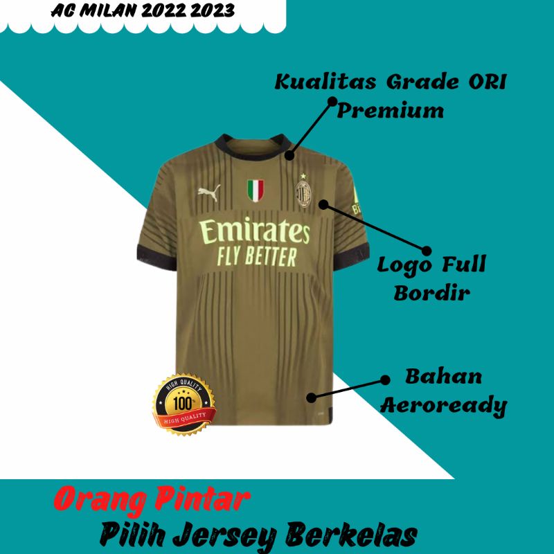 Jersey Bola A C M I L A N 3RD 2022 2023 Grade Ori Import Baju Sepak Bola Pria