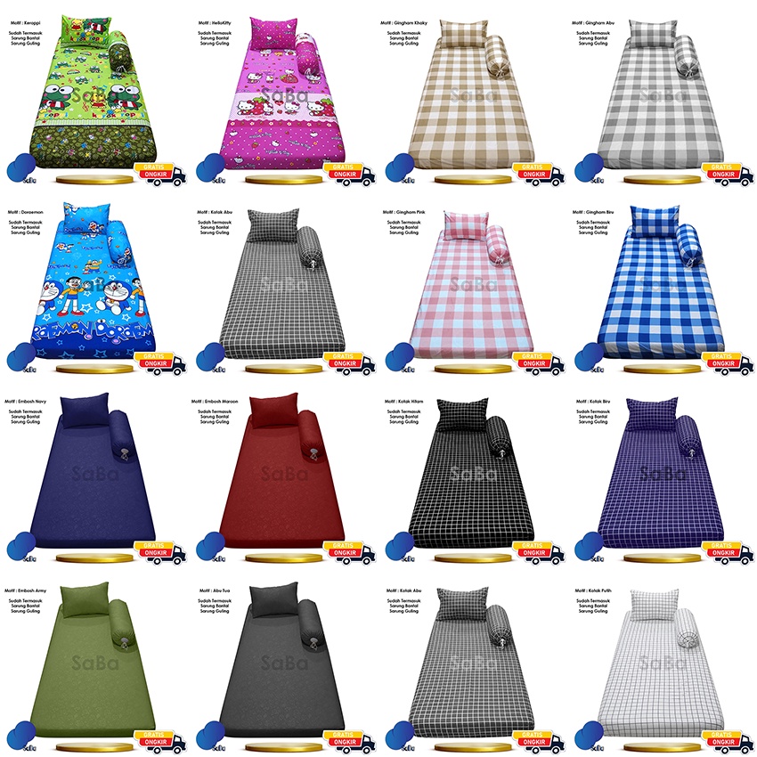saba99 Sprei Single Ukuran 90x200 Motif Aesthetic Dan Polos Sudut Karet