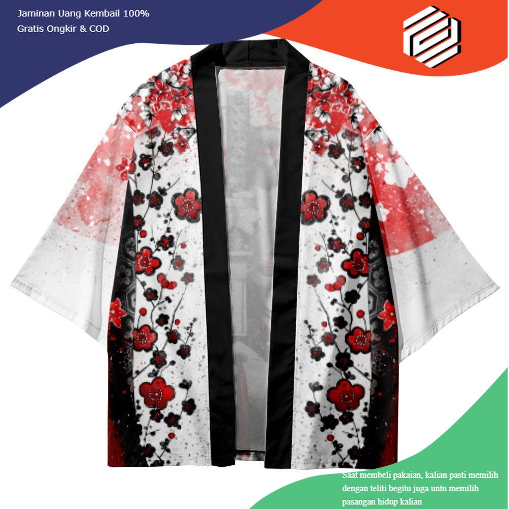 baju kimono Summer Women Men Loose Japanese Kimono Beach Cardigan Robe Haori Cartoon Floral Beauty Samurai Printed Streetwear Top Yukata pria wanita