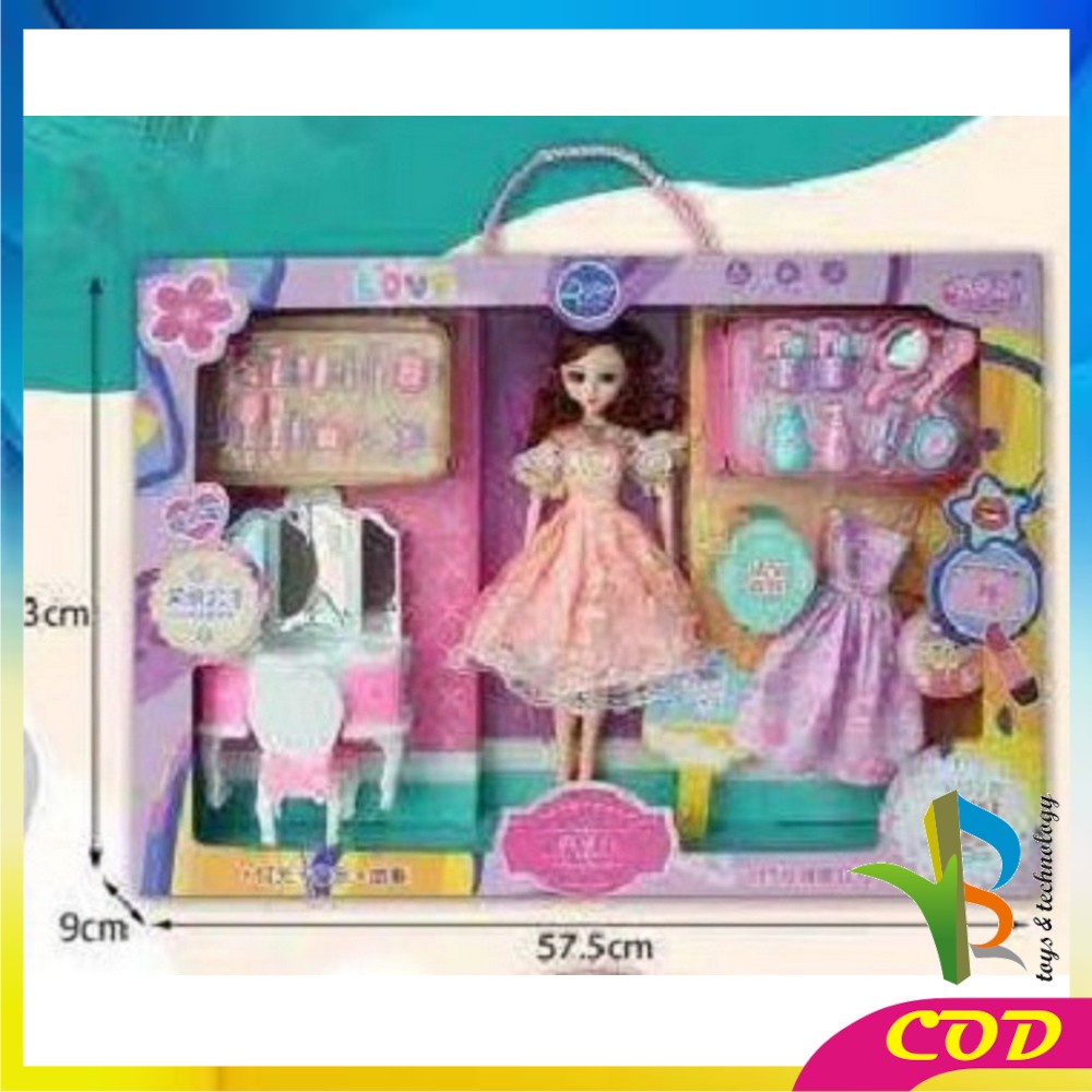 RB-M164 Mainan Boneka Princess Set Boneka Anak Perempuan Meja Rias Anak Mainan Makeup Putri Anak