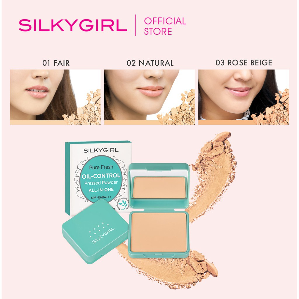 SILKYGIRL Pure Fresh Oil Control Pressed Powder All In One SPF 45