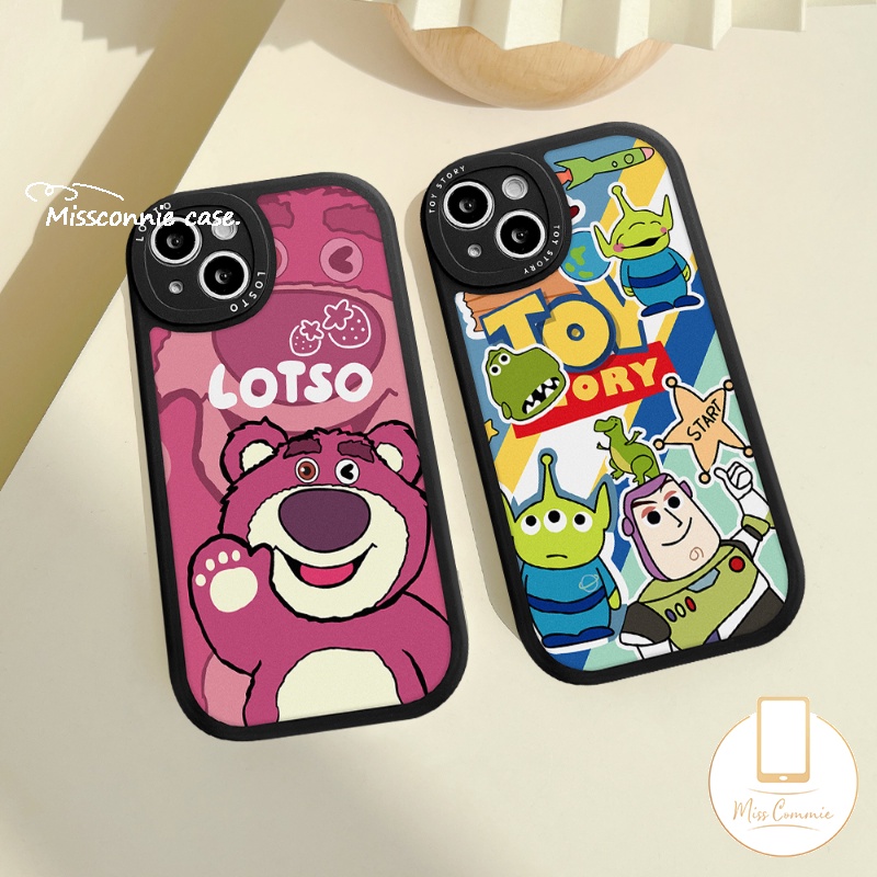 Couple Case Kompatibel Untuk iPhone 11 Pro MAX XR 13 12 14 Pro Max7 8 6 6s Plus 14 Plus X XS MAX SE 2020kartun Strawberry Bear Losto Cute Toy Story Lembut TPU Penutup Belakang