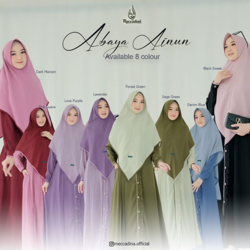 SET GAMIS ABAYA AINUN ORIGINAL MECCADINA FASHION DRESS BAJU BUSANA MUSLIM SETELAN KHIMAR WANITA BUSU