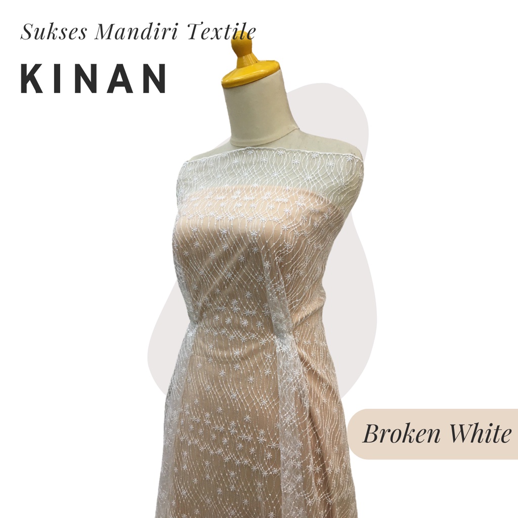[KINAN] Brukat Tile Premium Mewah Tile Star Warna Putih Broken White | Harga ½ meter = 50 cm (Bahan 