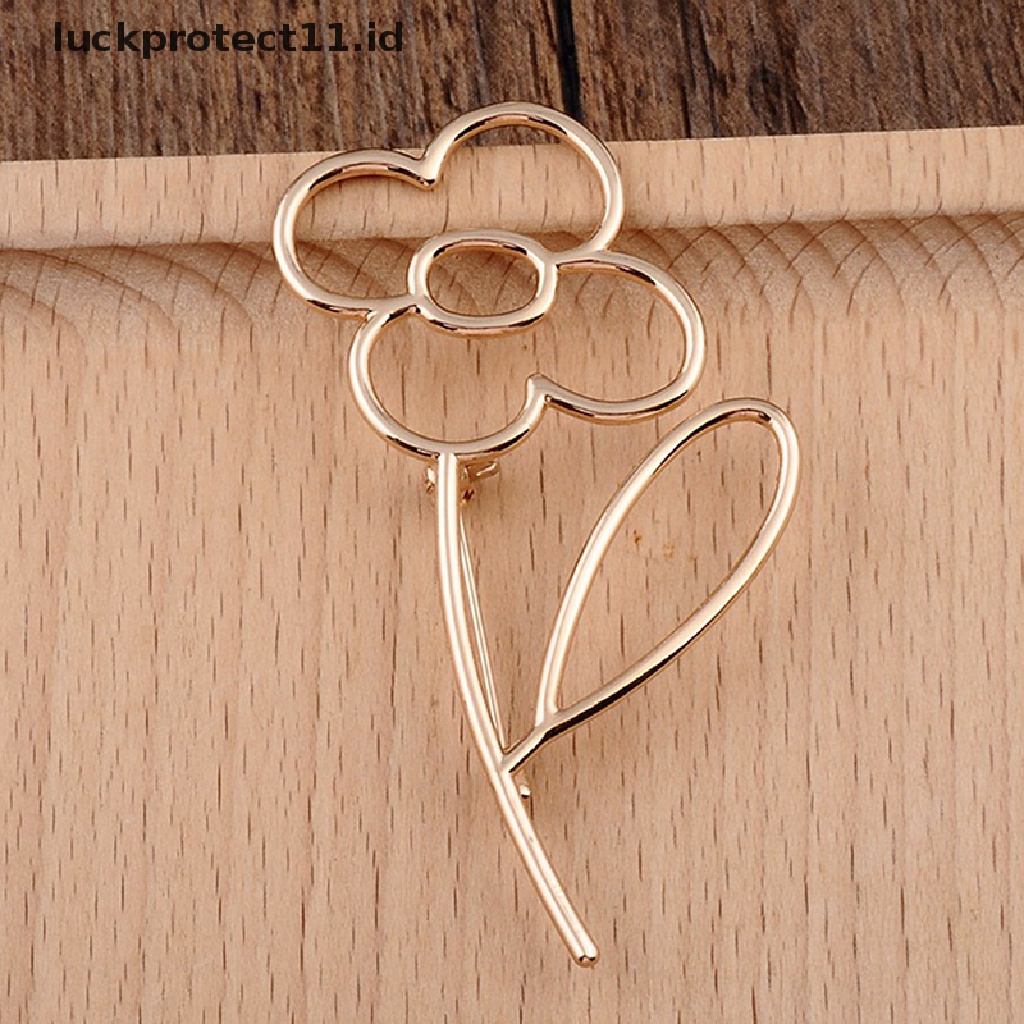 /Fashion Hot// Fashion// 1pc Fashion Brooch Pin Sederhana Berongga Bunga Bros Pin Emas Alloy Glossy Selendang S.