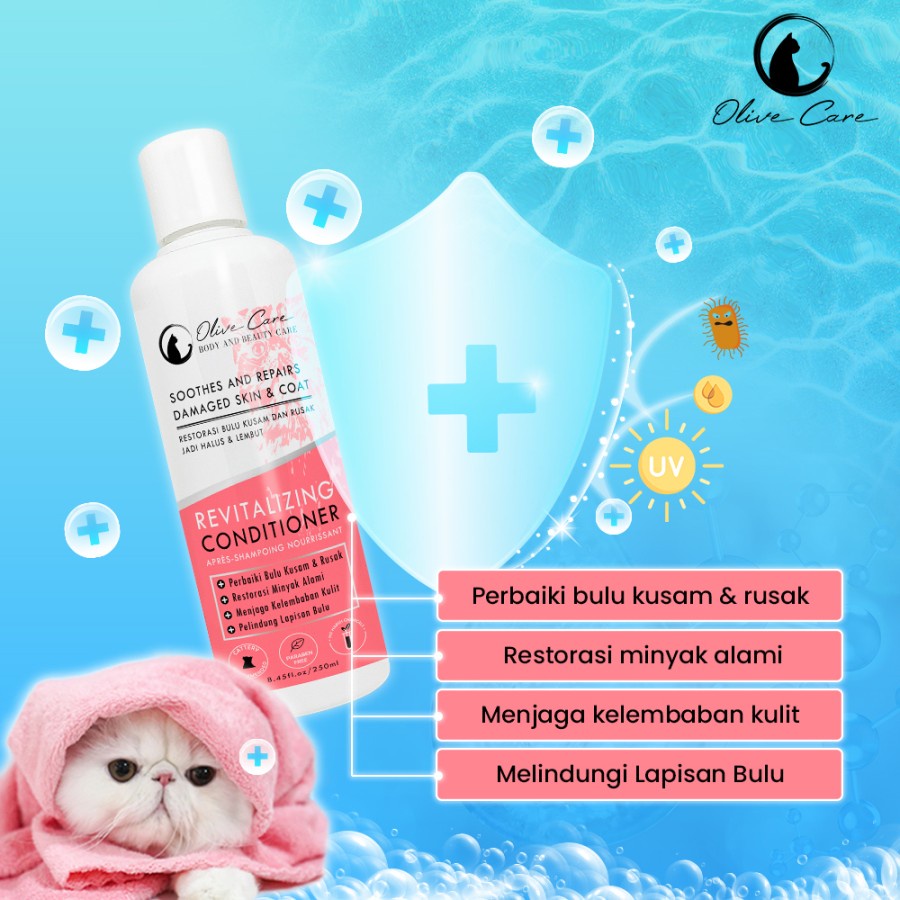 OLIVE CARE Shampo Kucing Revitalizing CONDITIONER untuk Bulu Kusam, Bulu Rusak, Bulu Kering dan Bulu Rontok