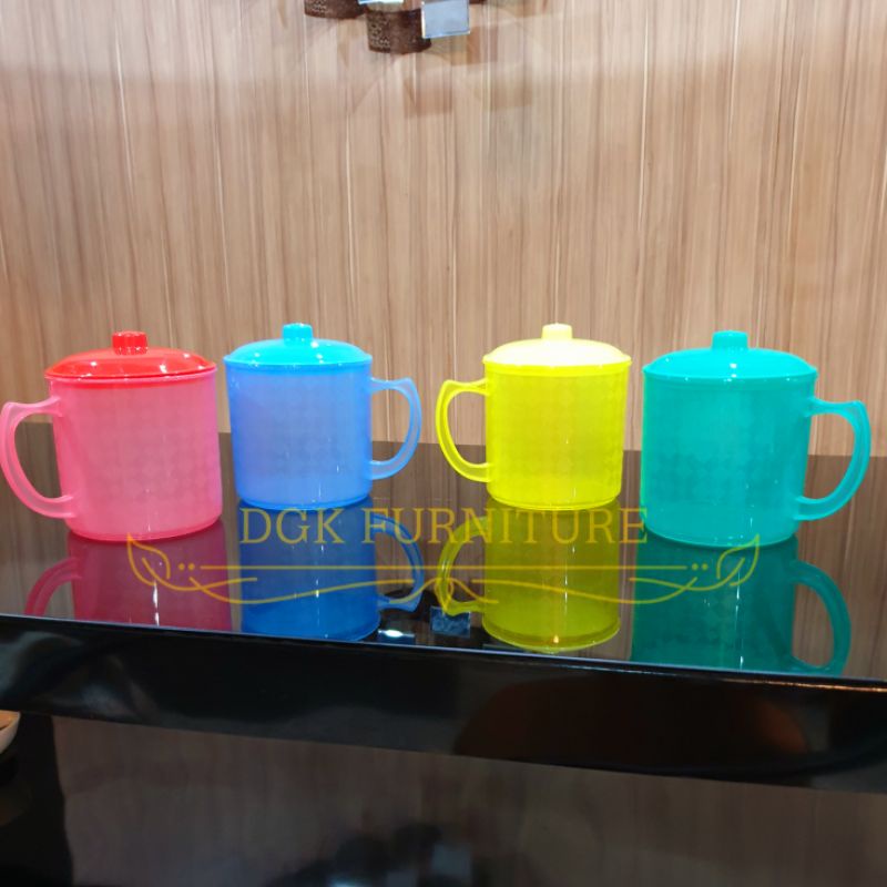 Cangkir Air Plastik Bertutup Mug Plastik Food Grade BPA FREE FOOD GRADE MURAH