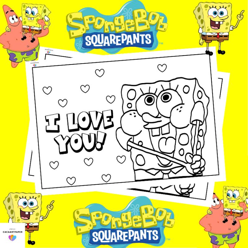 KERTAS MEWARNAI / KERTAS GAMBAR / SPONGEBOB / KERTAS MEWARNAI ANAK PAUD TK SD / A4