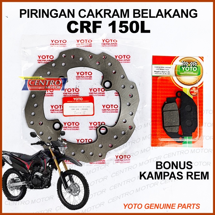 PIRINGAN CAKRAM BELAKANG CRF 150L. BUNUS KAMPAS REM. YOTO GENUINE PARTS