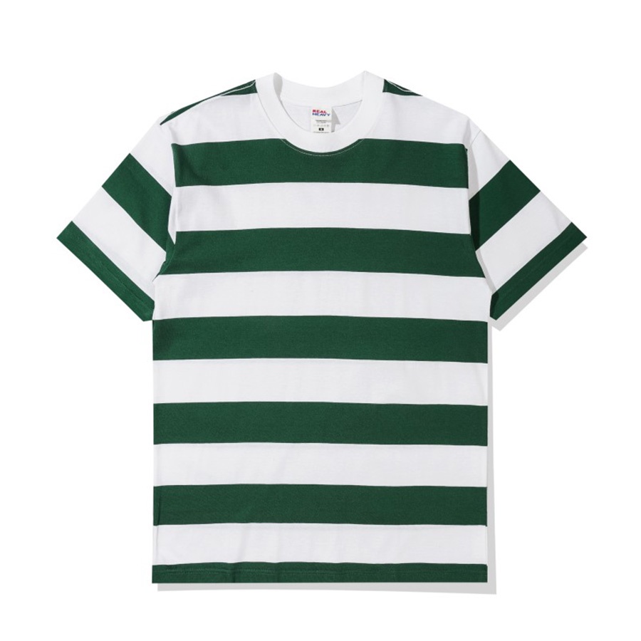 Kaos Striped 16s Real Heavy Goods Green White - Hijau Putih