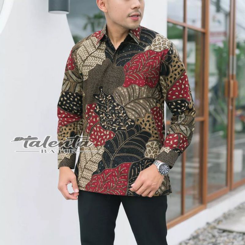 Batik pasangan couple sarimbit pria &amp; wanita bahan katun motif daun talas