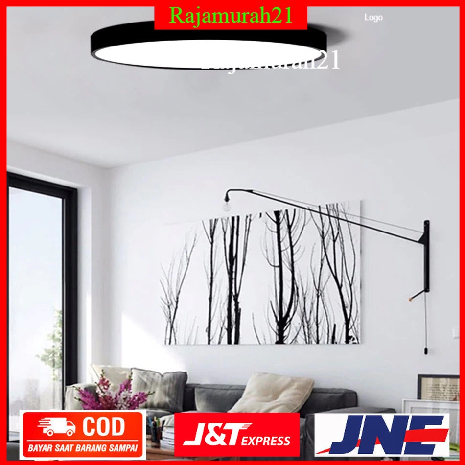 Lampu LED Plafon Modern Ceiling Light 18W 30cm Dimmable + Remote Control - Black - 7RLLCUBK