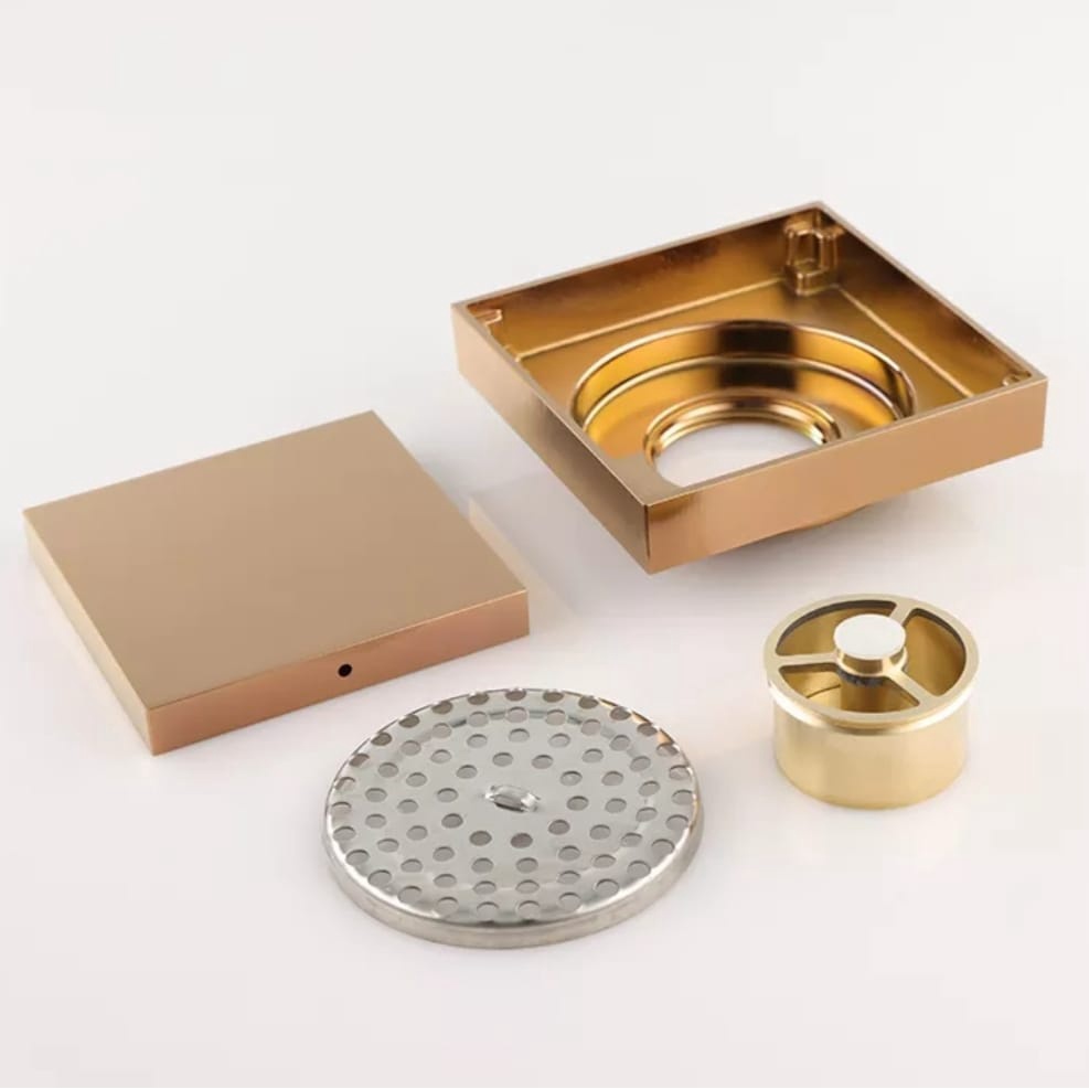 Saringan Got 10x10 Rose Gold Antik Smart Drain Floor Drainer Strainer SUS 304 Saringan Pembuangan air Kamar Mandi