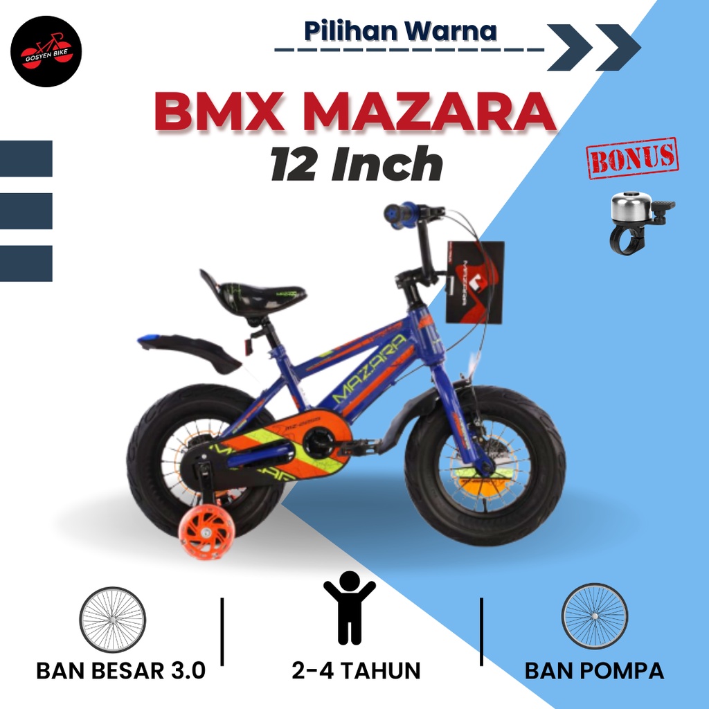 Sepeda Anak Laki-Laki Mazara MZ 2255-2 Ban Jumbo 3.0 12 Inchi