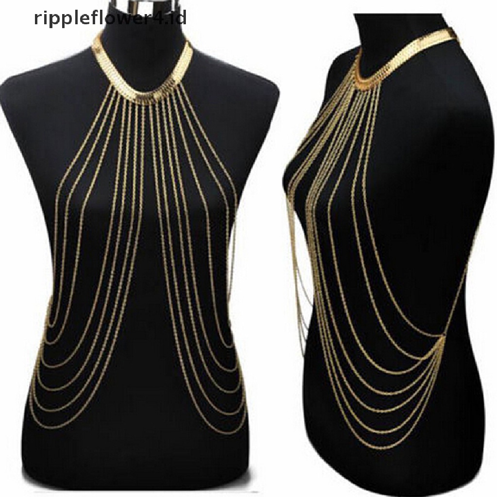 {rippleflower4.id} Kalung Rantai Tubuh Seksi Panas Rumbai Alloy Kalung Panjang Perhiasan Fashion Wanita~