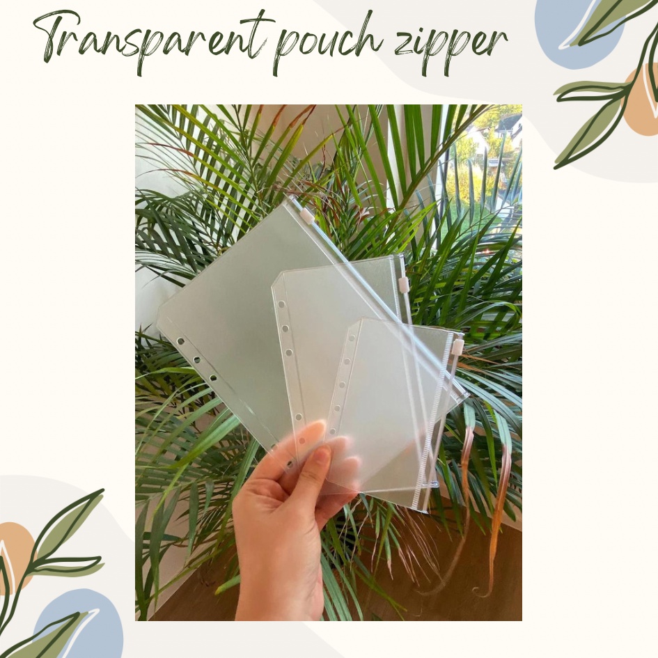 

Transparent Pouch Ziplock A6 A5 / Zipper Lock ukuran A6 / A6 6 Hole