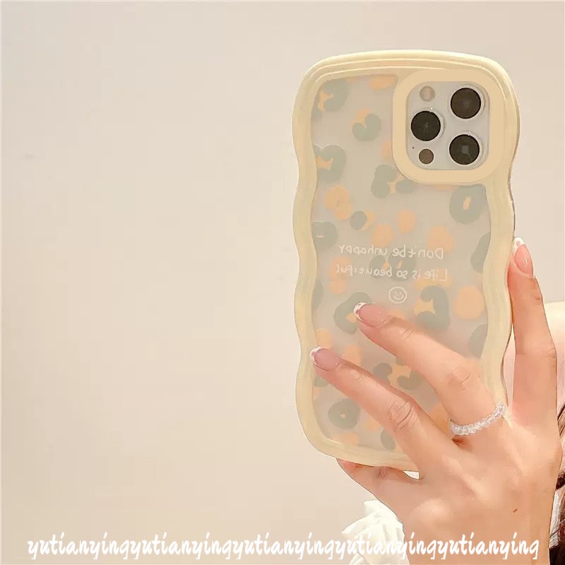 IPHONE Case INS Fashion Motif Leopard Kompatibel Untuk Iphone11 12 14 13 Pro Max XR 6 6s 8 7 Plus 14Plus X XS Max SE 2020 Wavy Edge Soft TPU Cover