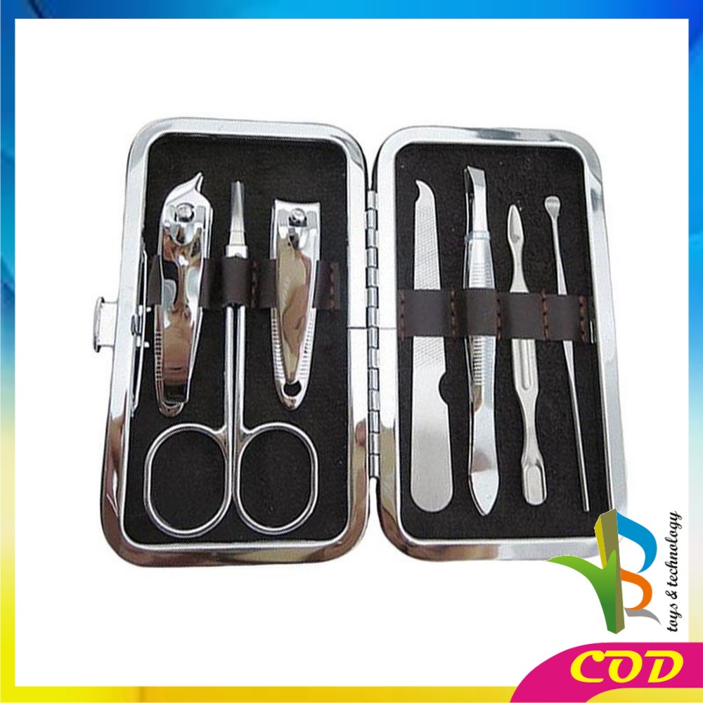 RB-K63 Manicure Pedicure Set 7 in 1 Mini Stainless Stell Gunting Kuku Portable Tools Set Perawatan Kuku Nail Art Menicure Pedicure Set Dengan Dompet