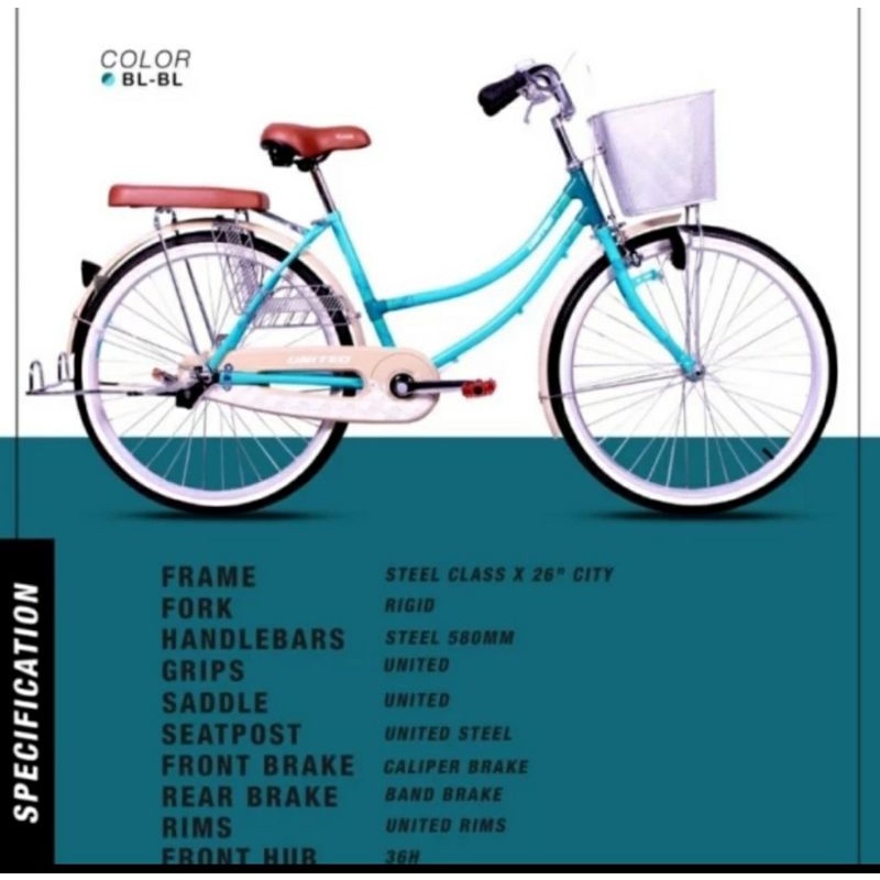 Sepeda mini keranjang perempuan UNITED CLASS X untuk dewasa