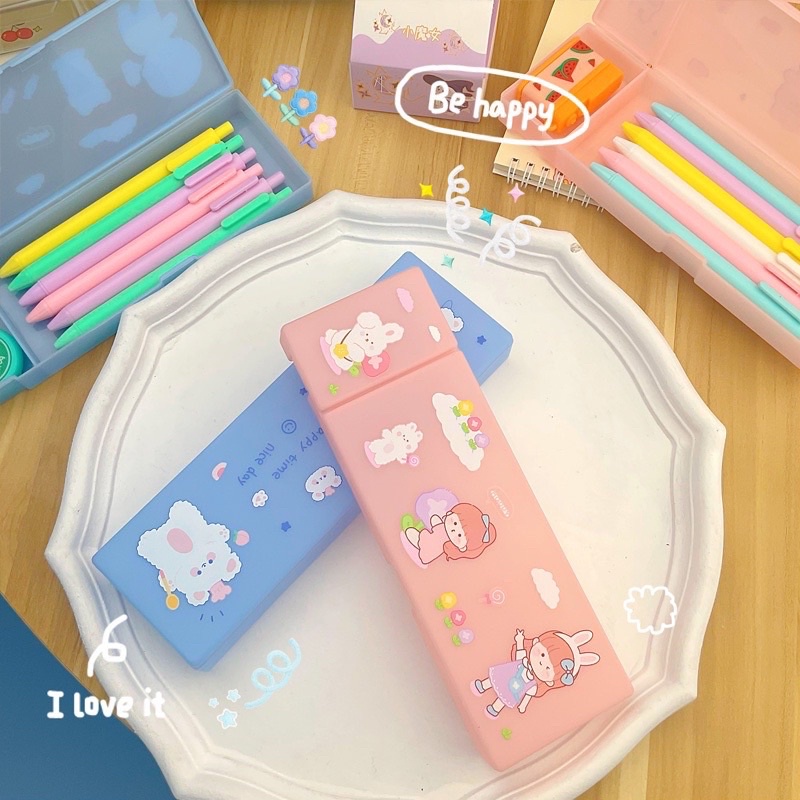 

Tempat Pensil Kotak Pena PP Transparan Macaron Korea Lucu Aesthetic Penyimpanan Sekolah Anak LADALA